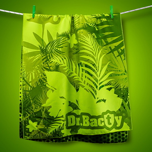 Ręcznik plażowy szybkoschnący antybakteryjny dwustronny Dr.Bacty - Green Tropical - 70x140 